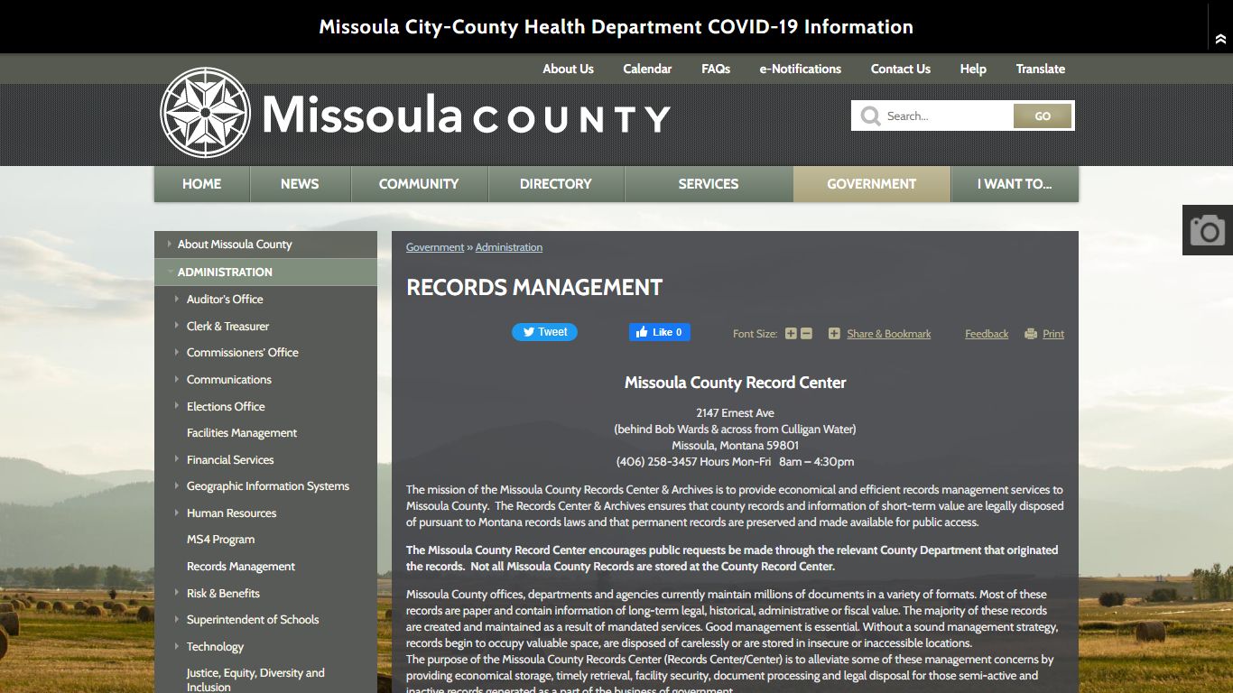 Records Management | Missoula County, MT